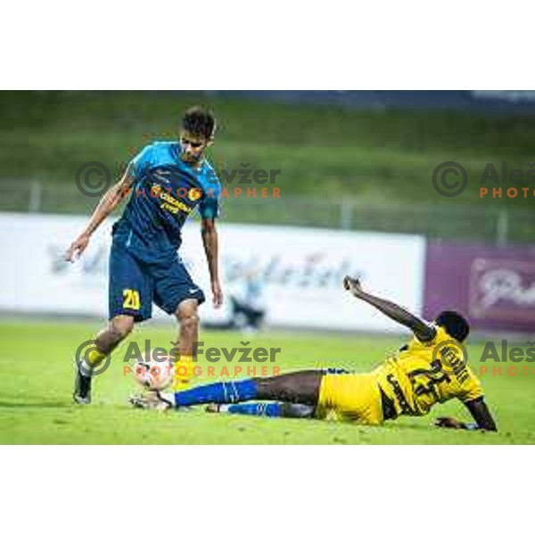 Lucas Macak in action during UEFA Europa Conference League qualifications football match between Celje and Maccabi Tel Aviv in Arena z’dezele, Celje, Slovenia on August 31, 2023. Photo: Jure Banfi