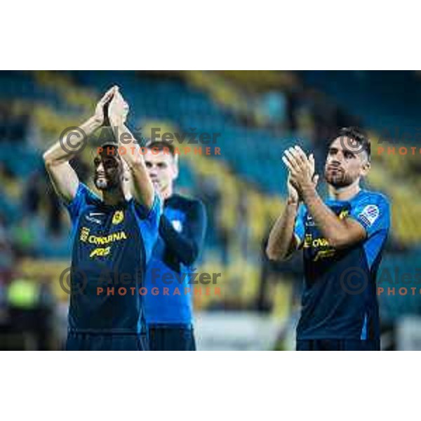 Nino Kouter and Aljosa Matko during UEFA Europa Conference League qualifications football match between Celje and Maccabi Tel Aviv in Arena z’dezele, Celje, Slovenia on August 31, 2023. Photo: Jure Banfi