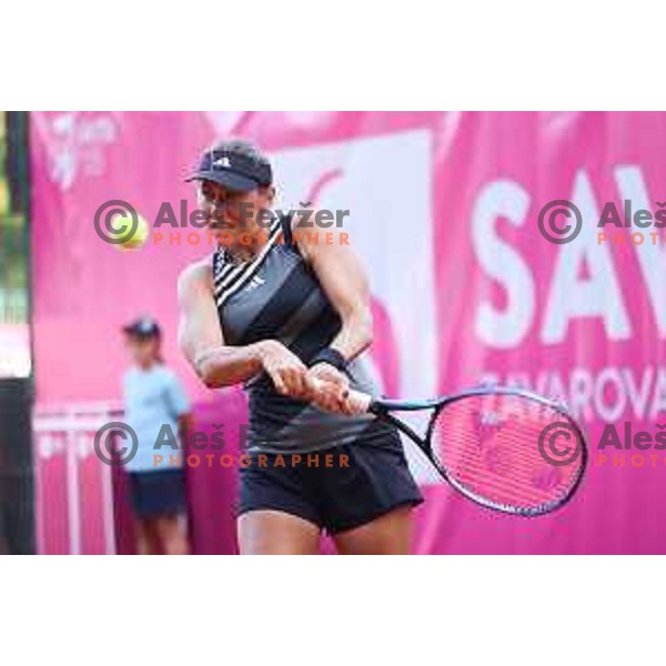 Kaja Juvan of Slovenia in action during first round of WTA Zavarovalnica Sava Ljubljana, Slovenia on September 12, 2023. Foto: Filip Barbalic