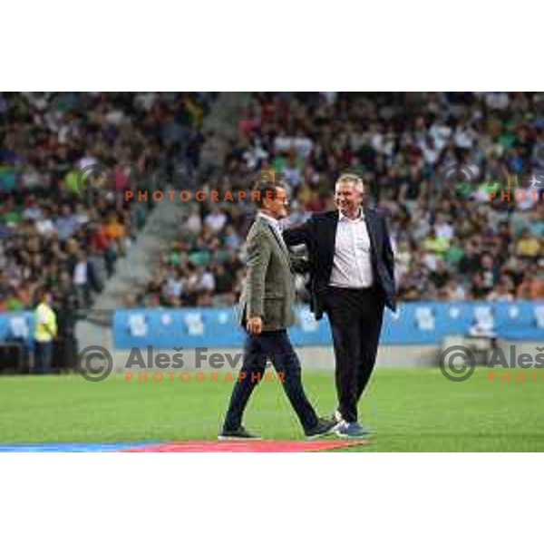 Fabio Capello and Matjaz Kek at UEFA Charity football match in Ljubljana, Slovenia on September 15, 2023
