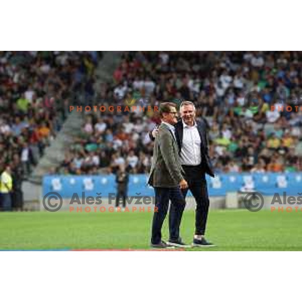 Fabio Capello and Matjaz Kek at UEFA Charity football match in Ljubljana, Slovenia on September 15, 2023