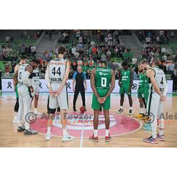 in action during BKT EuroCup 2023-2024 regular season basketball match between Cedevita Olimpija (SLO) and Juventut Badalona (ESP) in Ljubljana, Slovenia on October 11, 2023