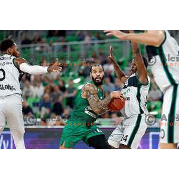 Justin Cobbs in action during BKT EuroCup 2023-2024 regular season basketball match between Cedevita Olimpija (SLO) and Juventut Badalona (ESP) in Ljubljana, Slovenia on October 11, 2023 