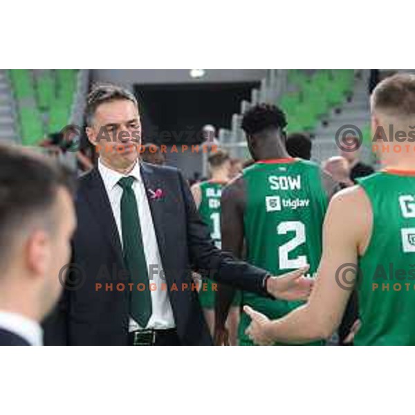 Davor Uzbinec during BKT EuroCup 2023-2024 regular season basketball match between Cedevita Olimpija (SLO) and Juventut Badalona (ESP) in Ljubljana, Slovenia on October 11, 2023