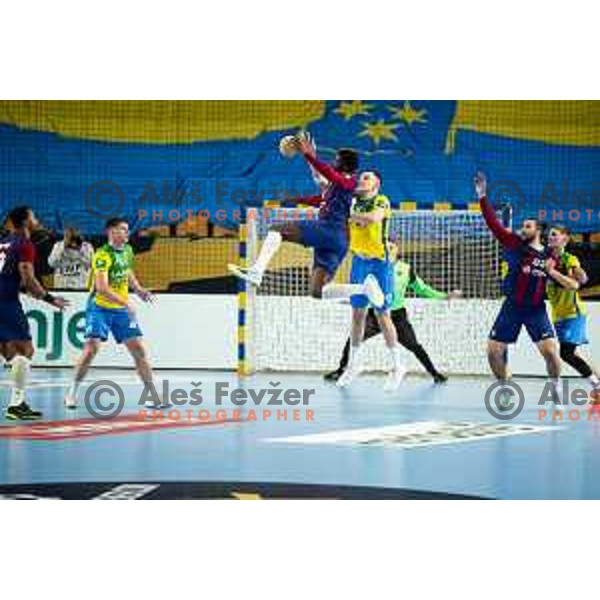 in action during EHF Champions League handball match between Celje Pivovarna Lasko and Barcelona handball in Zlatorog Arena, Celje, Slovenia on October 18, 2023.