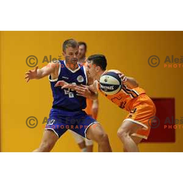 In action during Nova KBM League 2023/2024 basketball match between Kansai Helios and LTH Castings in Domzale, Slovenia on October 20, 2023