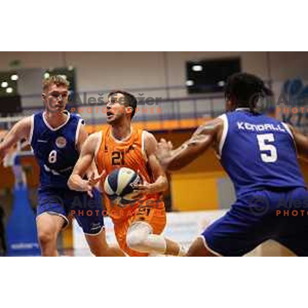 In action during Nova KBM League 2023/2024 basketball match between Kansai Helios and LTH Castings in Domzale, Slovenia on October 20, 2023