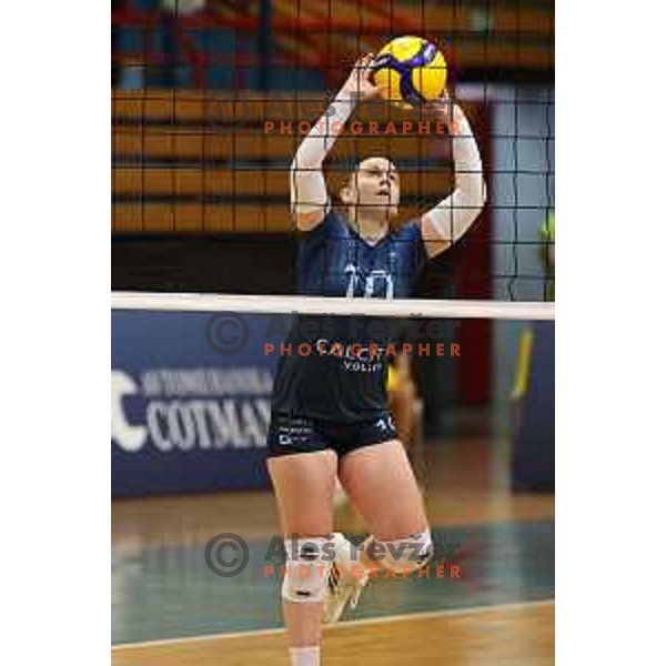 Sara Najdic in action during Sportklub 1A DOL league volleyball match between Calcit Volley and Nova KBM Branik in Kamnik, Slovenia on October 20, 2023