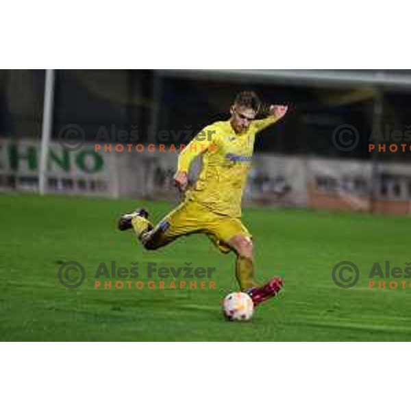Lukas Hempt in action during Prva Liga Telemach 2023/2024 football match between Domzale and Olimpija in Domzale, Slovenia on October 21, 2023. Foto: Filip Barbalic