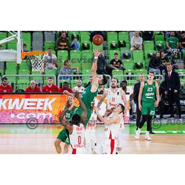 In action during BKT EuroCup basketball match between Cedevita Olimpija (SLO) and Prometej (UKR) in Stozice Hall, Ljubljana, Slovenia on October 25, 2023