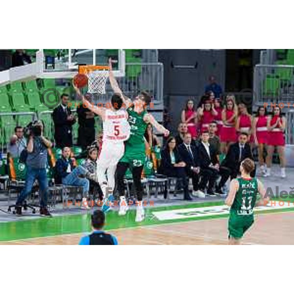 Luka Scuka in action during BKT EuroCup 2023-2024 regular season basketball match between Cedevita Olimpija (SLO) and Prometej Slobozhanske (UKR) in Ljubljana, Slovenia on October 25, 2023