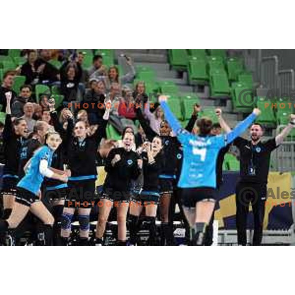 in action during EHF Champions League Women handball match between Krim Mercator (SLO) and Metz Handball (FRA) in Ljubljana, Slovenia on November 12, 2023