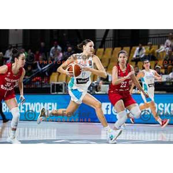 Ajsa Sivka of Slovenia in action during FIBA Women’s EuroBasket Qualifiers match between national teams of Slovenia and Hungary, Kodeljevo Hall on November 12, Ljubljana, Slovenia.