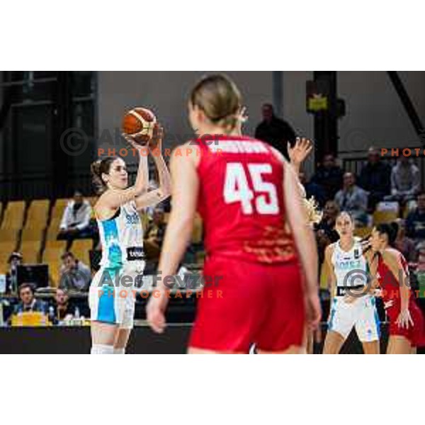 Eva Lisec of Slovenia in action during FIBA Women’s EuroBasket Qualifiers match between national teams of Slovenia and Hungary, Kodeljevo Hall on November 12, Ljubljana, Slovenia.