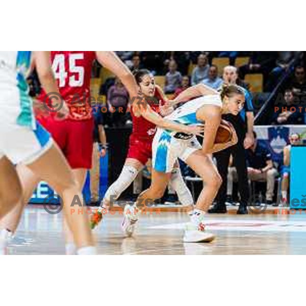 Mojca Jelenc of Slovenia in action during FIBA Women’s EuroBasket Qualifiers match between national teams of Slovenia and Hungary, Kodeljevo Hall on November 12, Ljubljana, Slovenia.