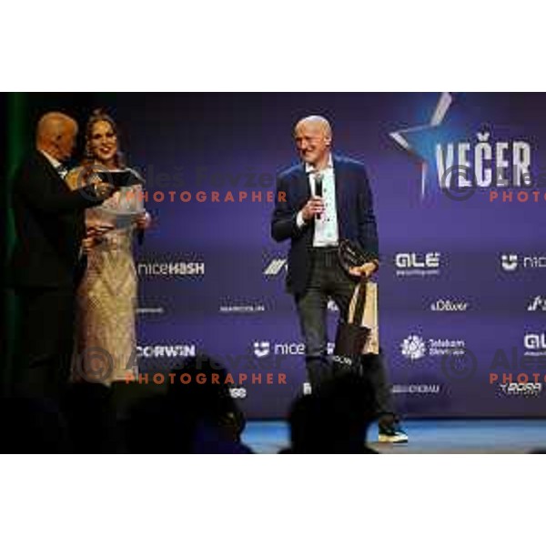 Andrej Zavbi at The Night of the Stars of Slovenia Cycling Federation event with awards for best cyclists in 2023 in Ljubljana, Slovenia on November 13, 2023