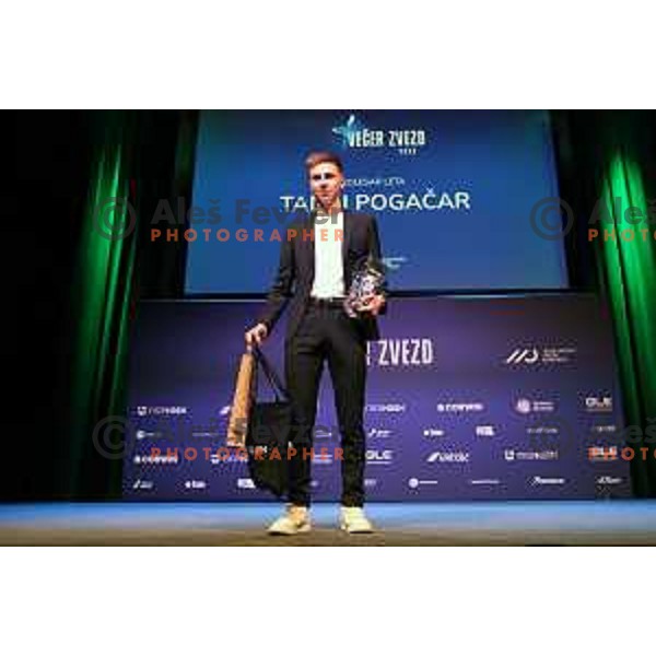 Tadej Pogacar at The Night of the Stars of Slovenia Cycling Federation event with awards for best cyclists in 2023 in Ljubljana, Slovenia on November 13, 2023