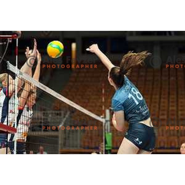 Masa Pucelj of Calcit Volley in action during CEV Women’s Champions League match between Calcit Volley and Grot Budowlani Lodz in Ljubljana on November 14, 2023