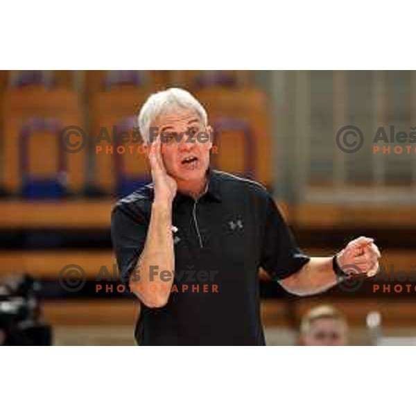 Bruno Najdic, head coach of Calcit Volley in action during CEV Women’s Champions League match between Calcit Volley and Grot Budowlani Lodz in Ljubljana on November 14, 2023
