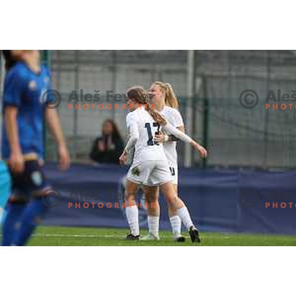 Noelle Vilcnik, Naja Mihelic of Slovenia in action during WA -19 European Championships 2024 Qualifiers between Slovenia and Kosovo in Catez ob Savi, Slovenia on November 14, 2023