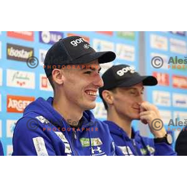 Timi Zajc at Slovenia Men\'s Ski jumping team press conference in Ljubljana on November 16, 2023