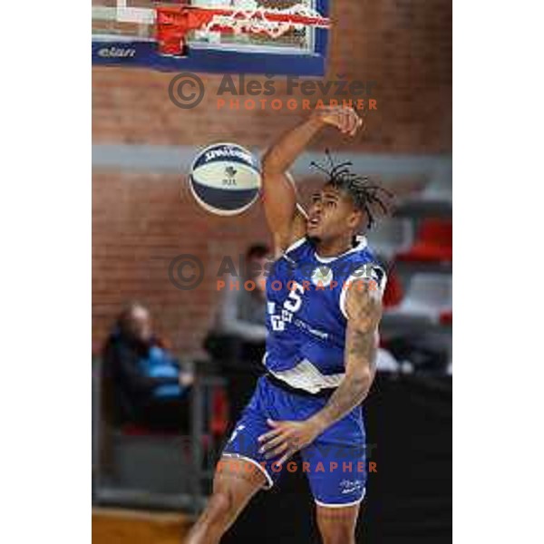 Kendall Robinson in action during Nova KBM League 2023/2024 basketball match between Ilirija and LTH Castings in Ljubljana, Slovenia on November 18, 2023