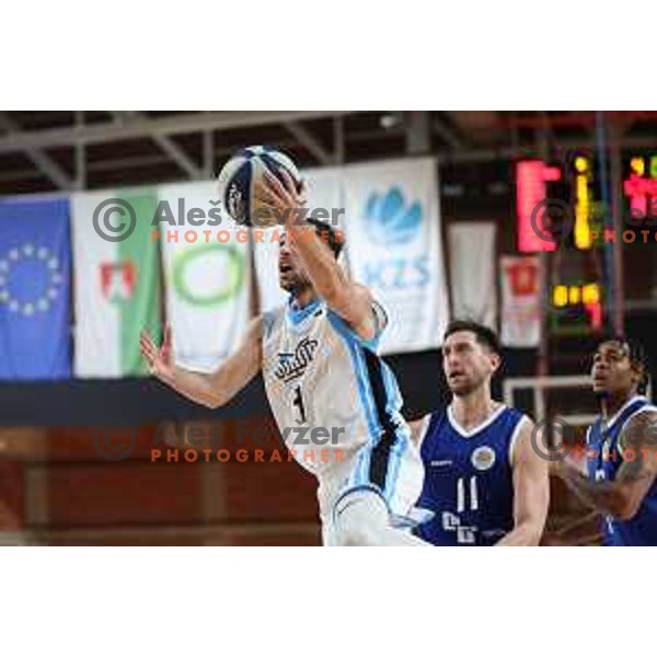 Tadej Ferme in action during Nova KBM League 2023/2024 basketball match between Ilirija and LTH Castings in Ljubljana, Slovenia on November 18, 2023