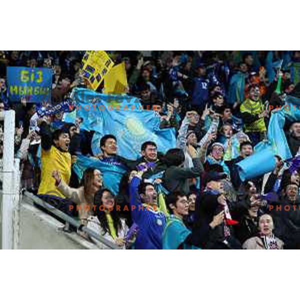 Fans of Kazakhstan at UEFA Euro 2024 Qualifying match between Slovenia and Kazakhstan in Ljubljana, Slovenia on November 20, 2023