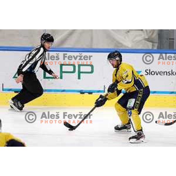 In action during Slovenian Championships ice-hockey match between SZ Olimpija and Celje RST Pellet in Ljubljana, Slovenia on January 16, 2024