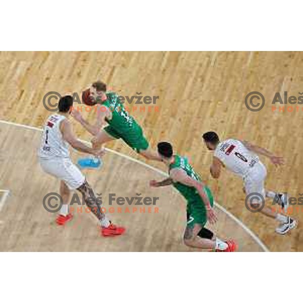 Jaka Blazic in action during BKT EuroCup 2023-2024 regular season basketball match between Cedevita Olimpija (SLO) and Umana Reyer Venezia (ITA) in Ljubljana, Slovenia on January 17, 2024