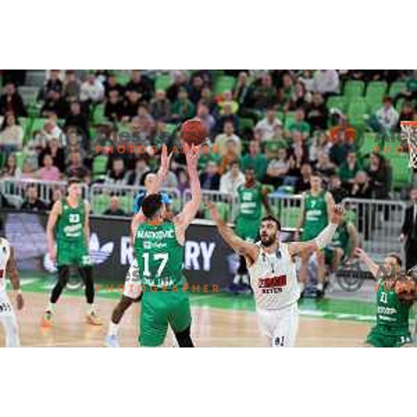 Karlo Matkovic in action during BKT EuroCup 2023-2024 regular season basketball match between Cedevita Olimpija (SLO) and Umana Reyer Venezia (ITA) in Ljubljana, Slovenia on January 17, 2024