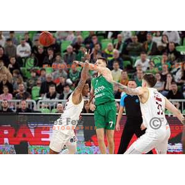 Gregor Glas in action during BKT EuroCup 2023-2024 regular season basketball match between Cedevita Olimpija (SLO) and Umana Reyer Venezia (ITA) in Ljubljana, Slovenia on January 17, 2024