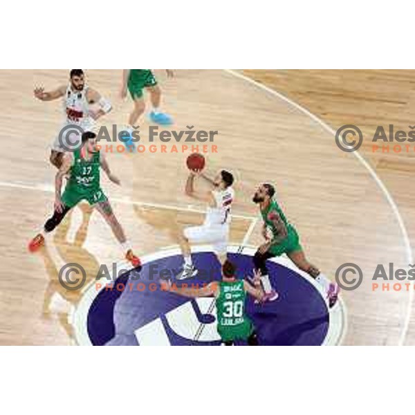 Justin Cobbs in action during BKT EuroCup 2023-2024 regular season basketball match between Cedevita Olimpija (SLO) and Umana Reyer Venezia (ITA) in Ljubljana, Slovenia on January 17, 2024