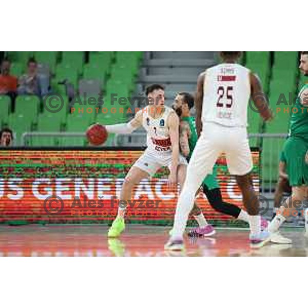 in action during BKT EuroCup 2023-2024 regular season basketball match between Cedevita Olimpija (SLO) and Umana Reyer Venezia (ITA) in Ljubljana, Slovenia on January 17, 2024