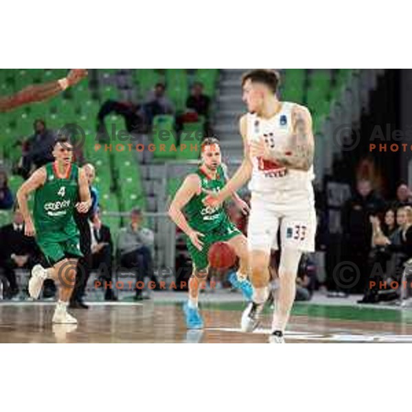 Jaka Blazic in action during BKT EuroCup 2023-2024 regular season basketball match between Cedevita Olimpija (SLO) and Umana Reyer Venezia (ITA) in Ljubljana, Slovenia on January 17, 2024