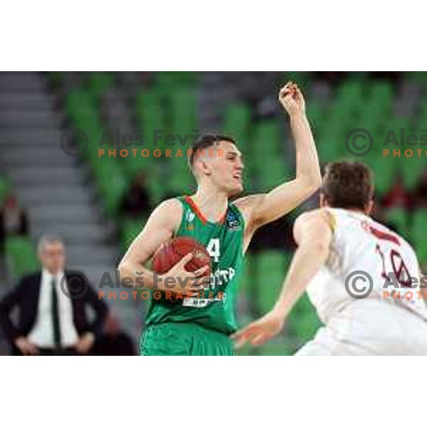Nikola Radicevic in action during BKT EuroCup 2023-2024 regular season basketball match between Cedevita Olimpija (SLO) and Umana Reyer Venezia (ITA) in Ljubljana, Slovenia on January 17, 2024
