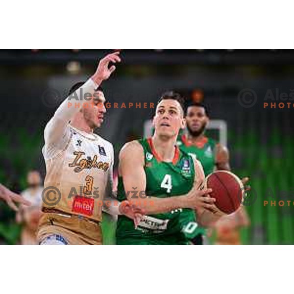 Nikola Radicevic in action during ABA League 2023-2024 regular season basketball match between Cedevita Olimpija and Igokea in Ljubljana, Slovenia on January 20, 2024