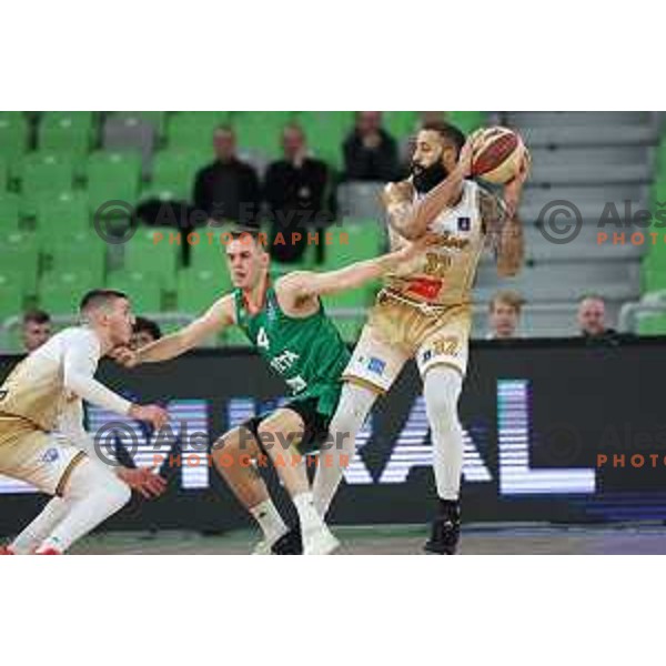 Nikola Radicevic in action during ABA League 2023-2024 regular season basketball match between Cedevita Olimpija and Igokea in Ljubljana, Slovenia on January 20, 2024