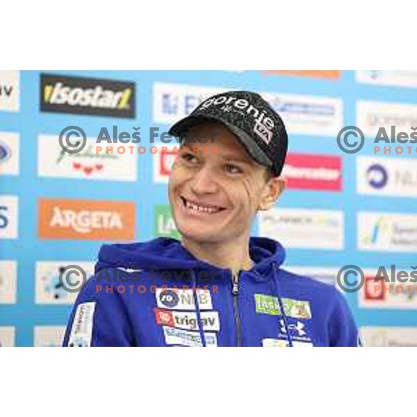 Anze Lanisek during Slovenia Nordic Men\'s Ski jumping team press conference in Ljubljana on January 22, 2024