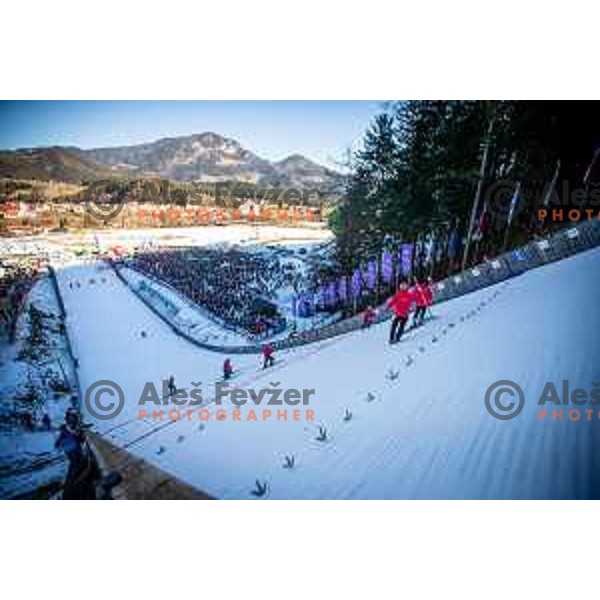 at FIS World Cup ski jumping Women’s competition in Ljubno ob Savinji, Slovenia on January 27, 2024