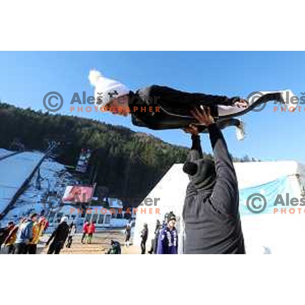 Nika Prevc (SLO) in action during FIS World Cup ski jumping Women’s competition in Ljubno ob Savinji, Slovenia on January 28, 2024 