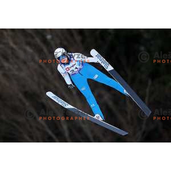 Taja Bodlaj (SLO) in action during FIS World Cup ski jumping Women’s competition in Ljubno ob Savinji, Slovenia on January 28, 2024 