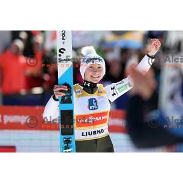 Nika Prevc (SLO), winner of FIS World Cup ski jumping Women’s competition in Ljubno ob Savinji, Slovenia on January 28, 2024