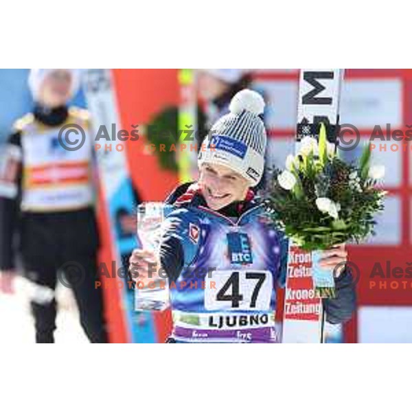 Second-placed Eva Pinklenig (AUT) at the FIS World Cup ski jumping Women’s competition in Ljubno ob Savinji, Slovenia on January 28, 2024