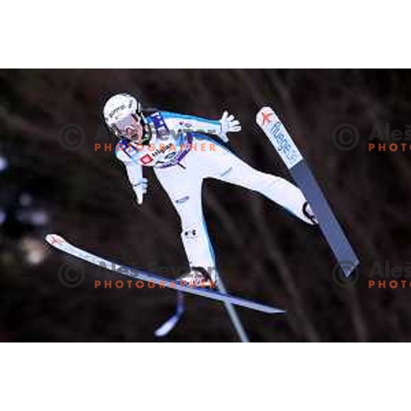 Tina Erzar (SLO) jumps at FIS World Cup ski jumping Women’s competition in Ljubno ob Savinji, Slovenia on January 28, 2024