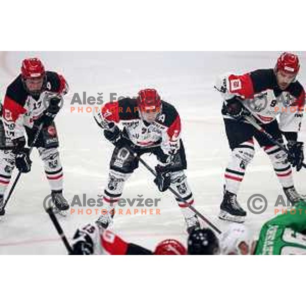 Erik Pance in action during the Slovenian Championships 2023/2024 ice-hockey match between SZ Olimpija and SIJ Acroni Jesenice in Ljubljana, Slovenia on January 30, 2024 