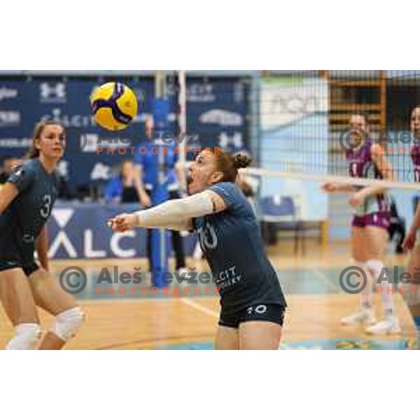 Sara Najdic in action during Sportklub 1A DOL league volleyball match between Calcit Volley and Nova KBM Branik in Kamnik, Slovenia on January 31, 2024 