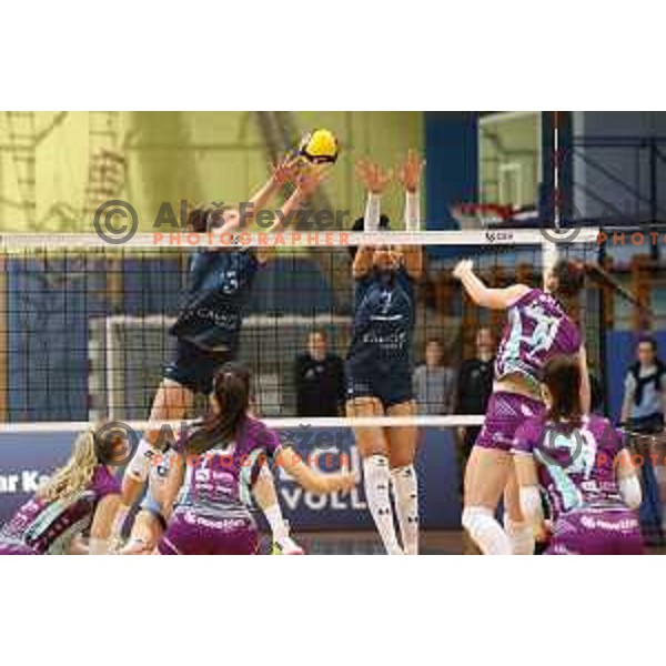  in action during Sportklub 1A DOL league volleyball match between Calcit Volley and Nova KBM Branik in Kamnik, Slovenia on January 31, 2024