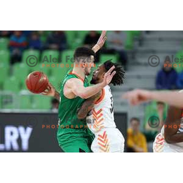 Karlo Matkovic in action during BKT EuroCup 2023-2024 regular season basketball match between Cedevita Olimpija (SLO) and London Lions (GBR) in Ljubljana, Slovenia on January 31, 2024