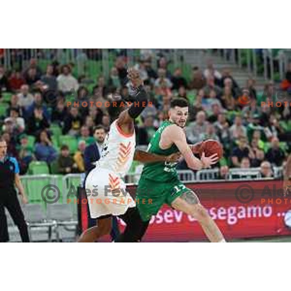 Karlo Matkovic in action during BKT EuroCup 2023-2024 regular season basketball match between Cedevita Olimpija (SLO) and London Lions (GBR) in Ljubljana, Slovenia on January 31, 2024